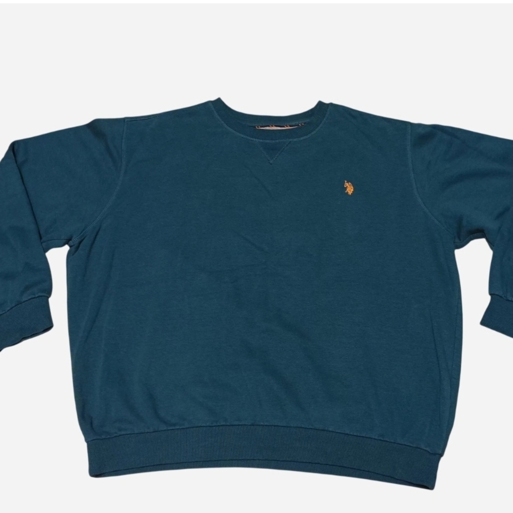 U.S. Polo Assn. Teal Crewneck Sweatshirt with Gold Pony Logo